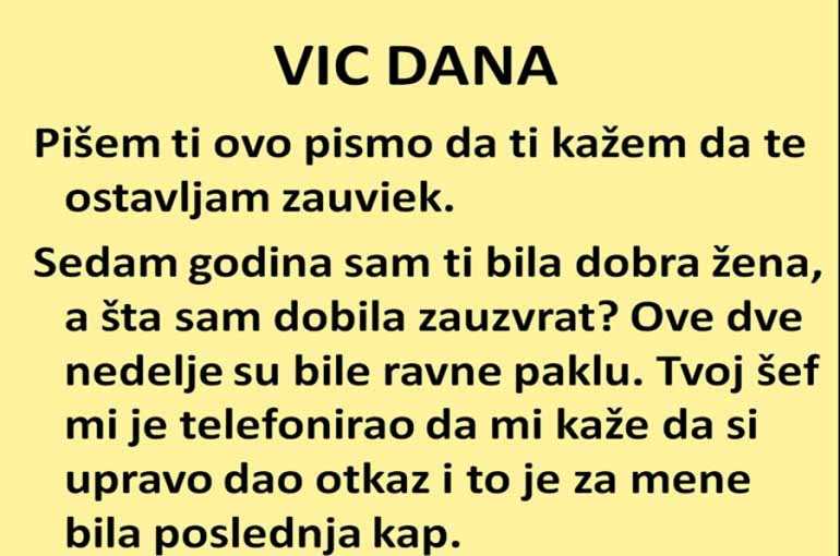 VIC DANA: Oproštajno pismo