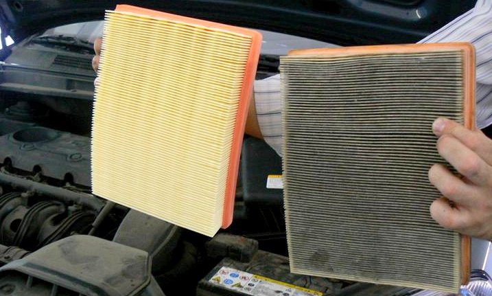 new engine air filter vs dirty old one 0