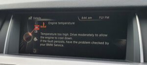 BMW upozorenje "Previsoka temperatura motora: vozite umjereno"